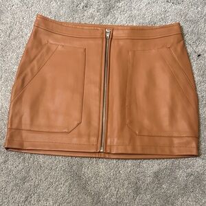 Tan Leather Mini Skirt